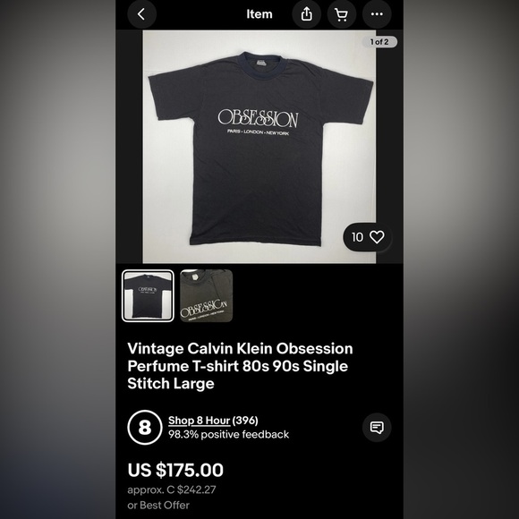 80s Calvin Klein “Obsession” Single Stitch Tee - Picture 8 of 9